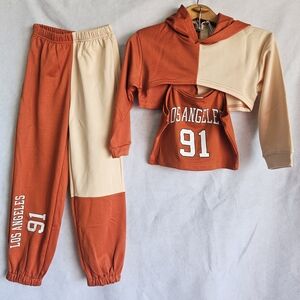 Los Angeles Kids Pajama Set - Orange and Cream